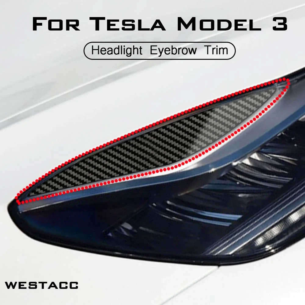 2 szt. reflektor samochodowy przednia lampa naklejka na brwi dekoracja powieki tapicerka dla Tesla Model 3 2016 - 2021 akcesoria do stylizacji