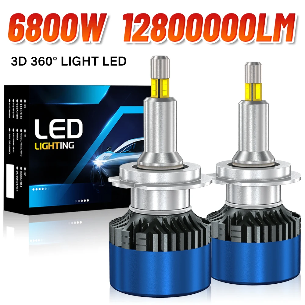 

2 шт. 360 3D H7 LED лампы для автомобильных фар Canbus, миниатюрные лампы 1:1, H11 9005 9006 H1 HB3 HB4, высокомощные, суперяркие противотуманные фары 12В