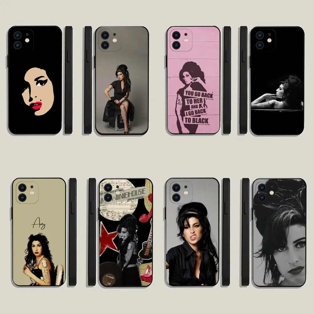 

Amy W-Winehouse singer Phone Case For iPhone 15,14,13,12,11,Plus,Pro Max,XS,X,XR,SE,Mini,8,7 Soft Silicone Black Cover