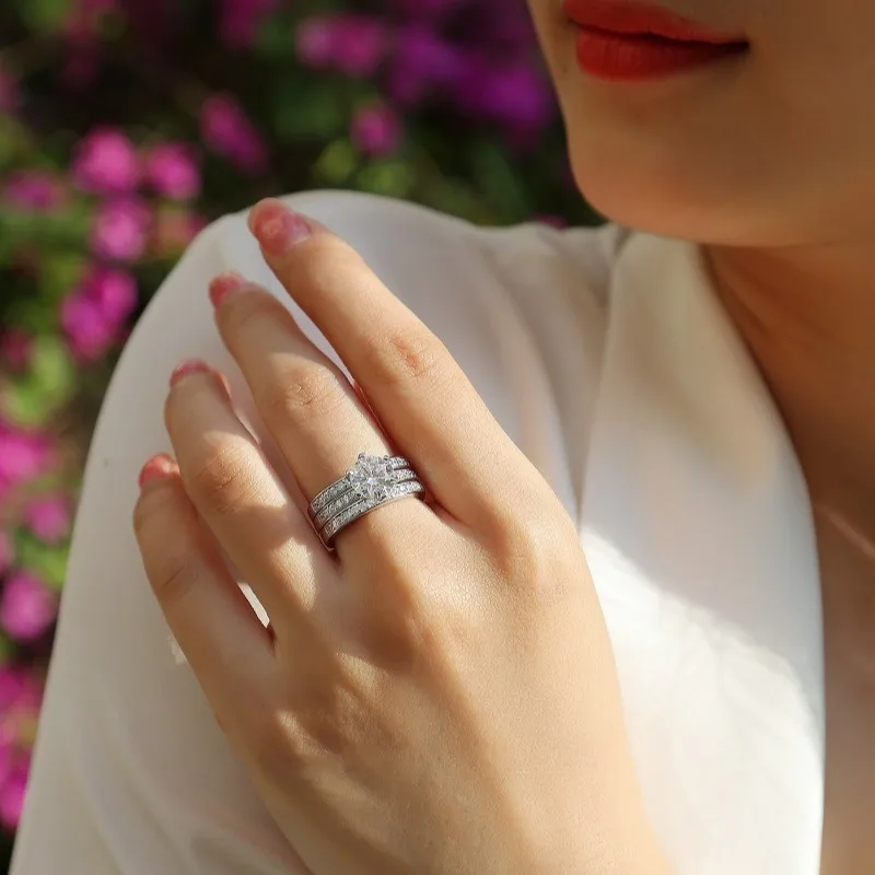 JEWLARA Stacked Ring, Children Will Not Fade, Light Luxury and High-end Sense Versatile S925 Silver Moissanite Rings