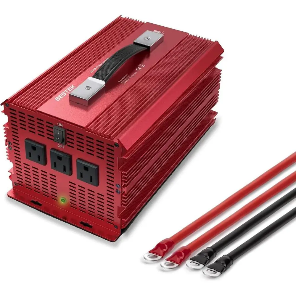 2000W Power Inverter 3 AC Outlets DC 12V to 110V AC Car Power Converter Camping Outdoor Power Supply ETL Listed