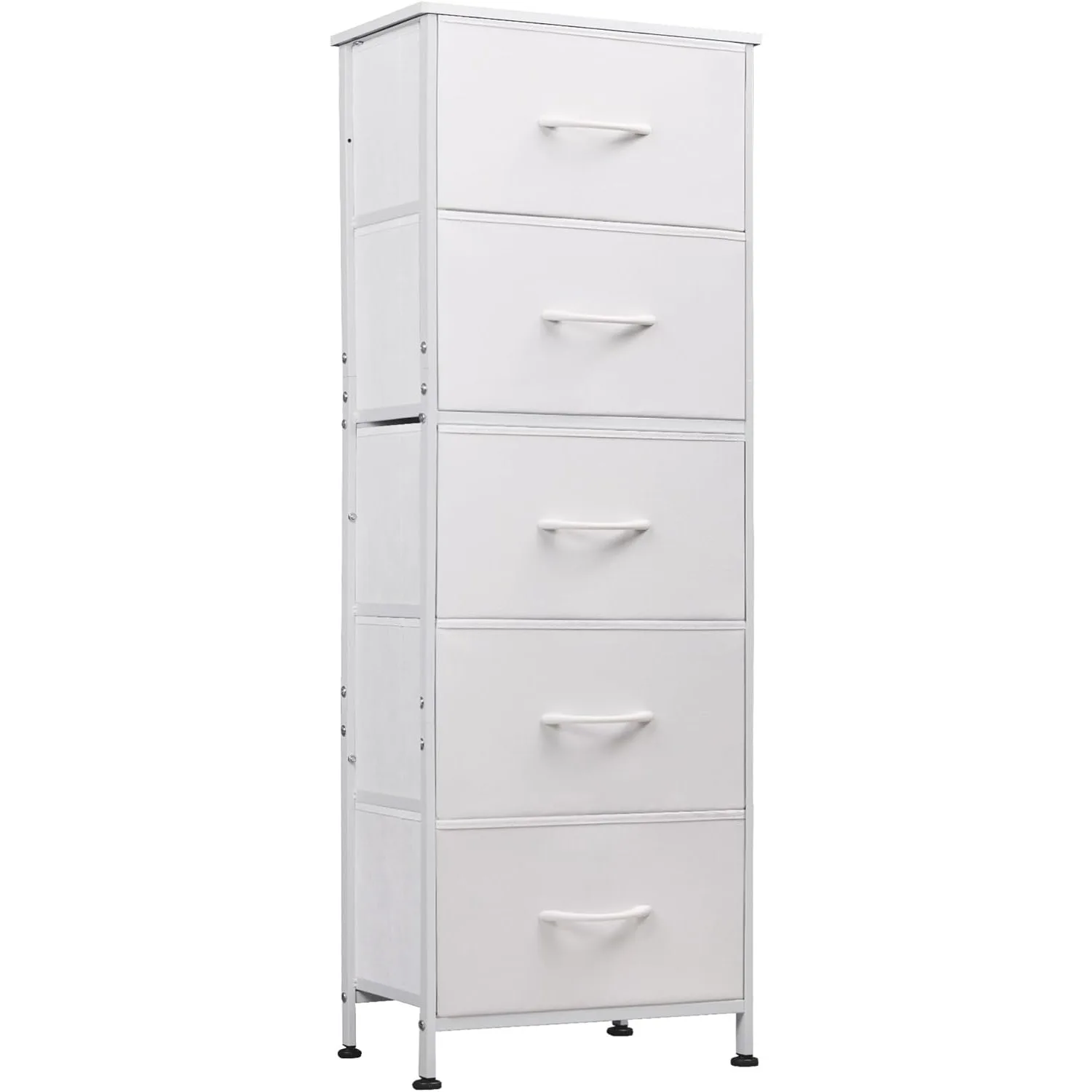 

Fabric Dresser, 5-Drawer Tall Dresser for Bedroom, Storage Dresser Organizer with Fabric Bins, Wood Top, Sturdy Steel Frame