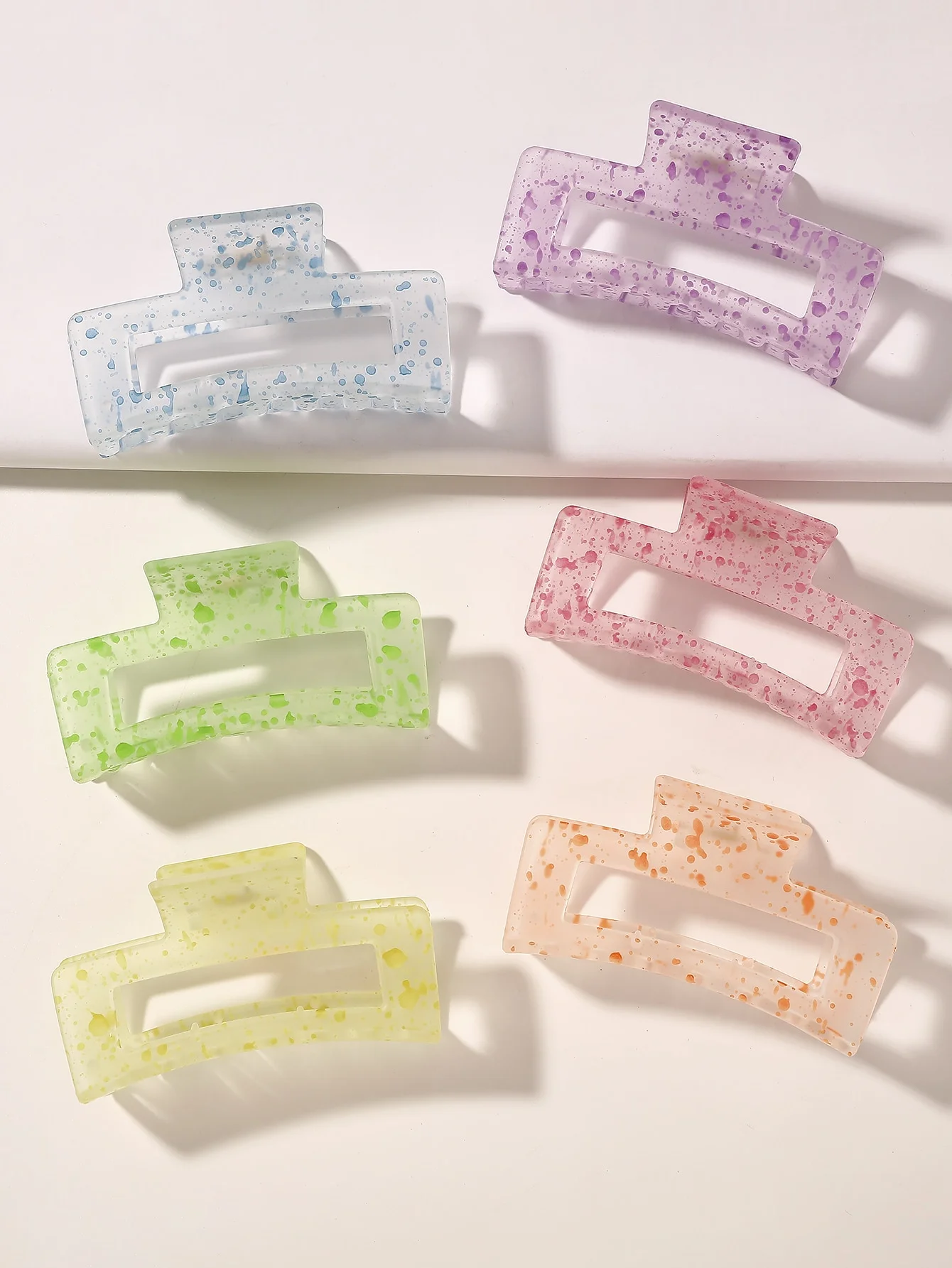 6Pcs Big Color Ink Hair Claw Clips,3.4