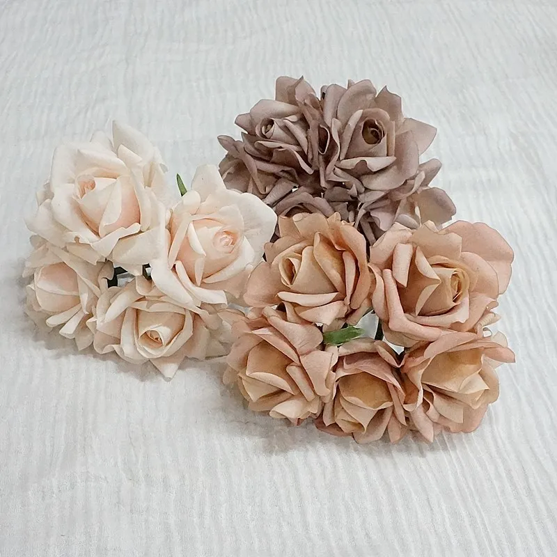 Moisturizing 5Head Rose Flower Bouquet Latex Real Touch Artificial Flowers Wedding Bridal Bouquet Birthday Party Home Decor Rose
