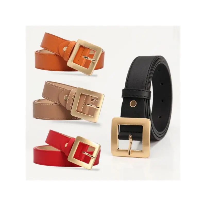 

100X2,8 см, новый универсальный из искусственной кожи, простой высококачественный женский ремень с квадратной пряжкой, модные корейские декоративные джинсовые брюки, яркая булавка