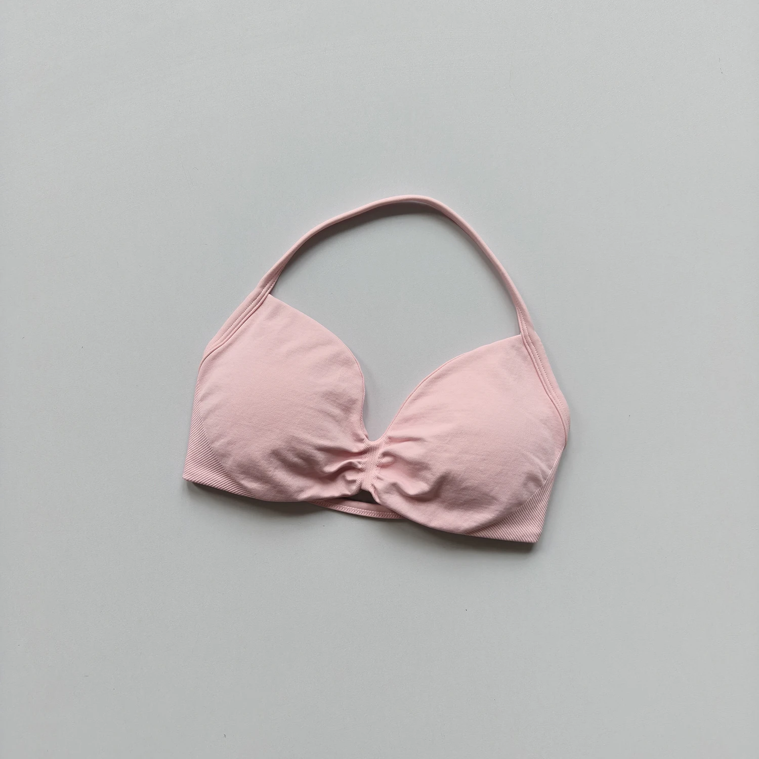 Sport-BH mit Trägern, Gym-Top für Damen, hoher Halt, dünne Träger, nahtlos, Neckholder-Sport-BHs, Scrunch-Workout-Yoga-Unterwäsche mit Polstern – Detail 8