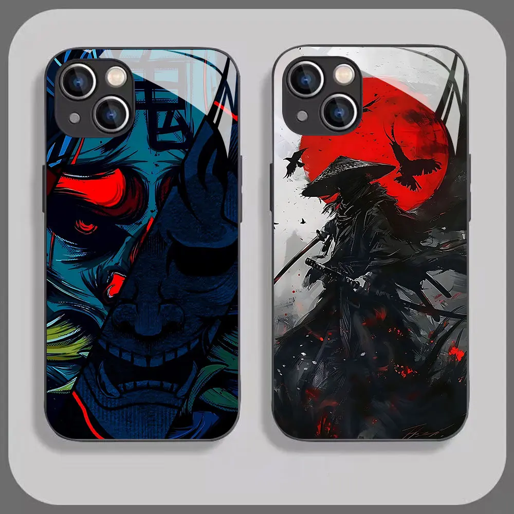 Japan ghost face Samurai Phone Case For Samsung Galaxy S24 S23 S22 S21 S20 Note20 Ultra Plus FE M20 M34 54 4G 5G Glass Silicone