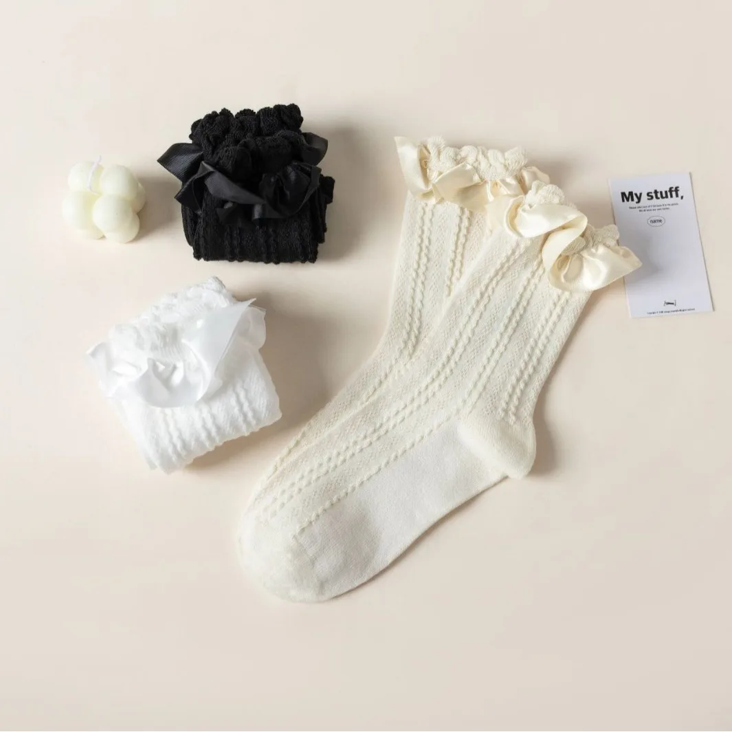 

Women's Random Mid-Tube Socks Cute Comfortable Comfy Suit In All Seasons For Daily Dress Sweet Lolita JK Style Ruffle Solid