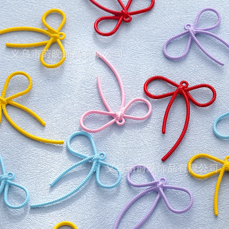 5 pçs pintado colorido webbing arco liga de zinco streamer macaron diy jóias acessórios pingente artesanal