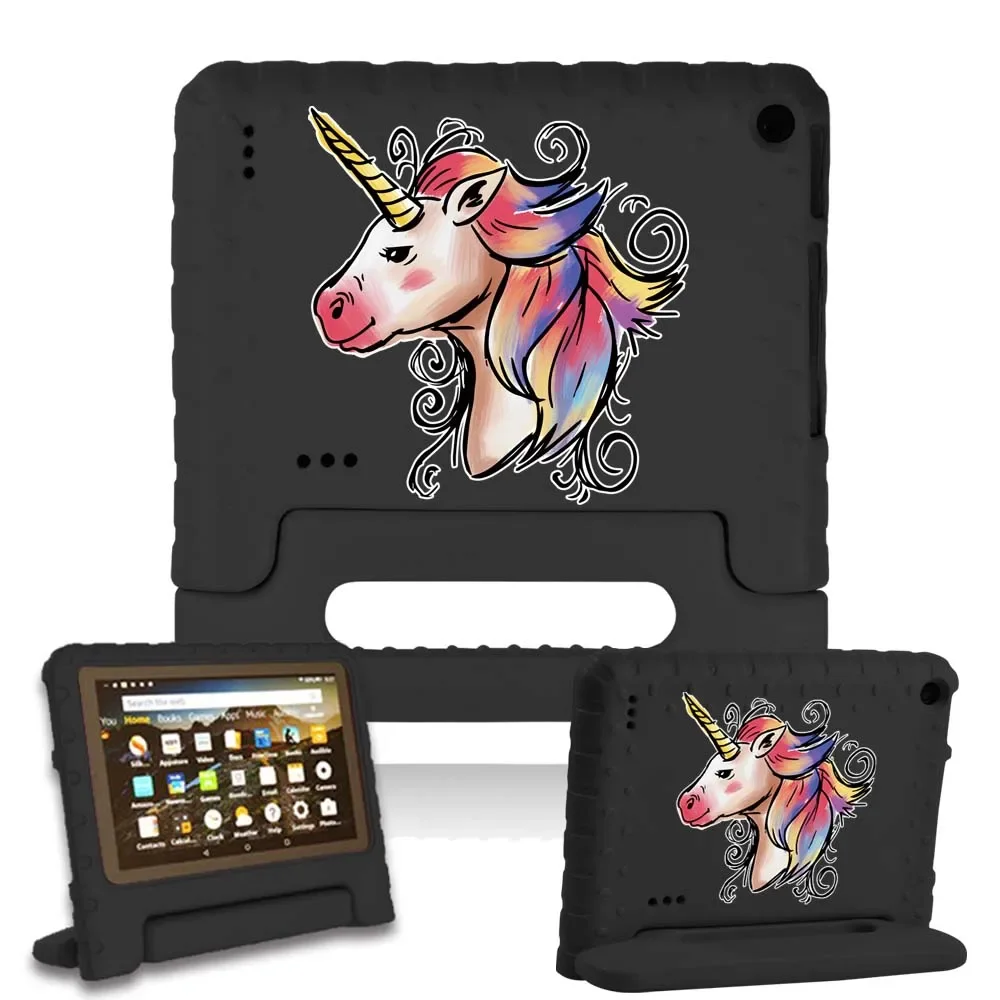 Tablet Case for Fire 7 5th 2015 /7th 2017/9th 2019/12th Gen Children EVA Rubber Handle Stand General Purpose Cover+Free Stylus