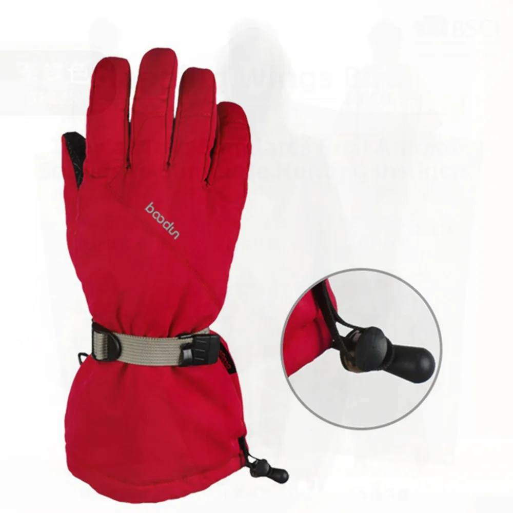 

Unisex Five Finger Ski Gloves with Extended Cuff Non-slip Waterproof Windproof Red/Black Adult Size S/M/L Ski Gloves