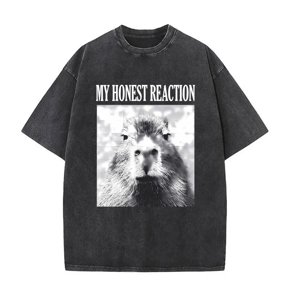 You Would Not Want Me in A Situation Washed Vintage Funny Meme Raccoon Print T-shirt Men Women Casual Oversized Cotton T Shirts