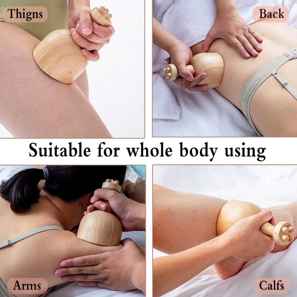 1PC Wood Handheld Therapy Cup Wooden Swedish Cup Lymphatic Drainage Massager - Body Sculpting, Anti-Cellulite,Muscle Pain Relief