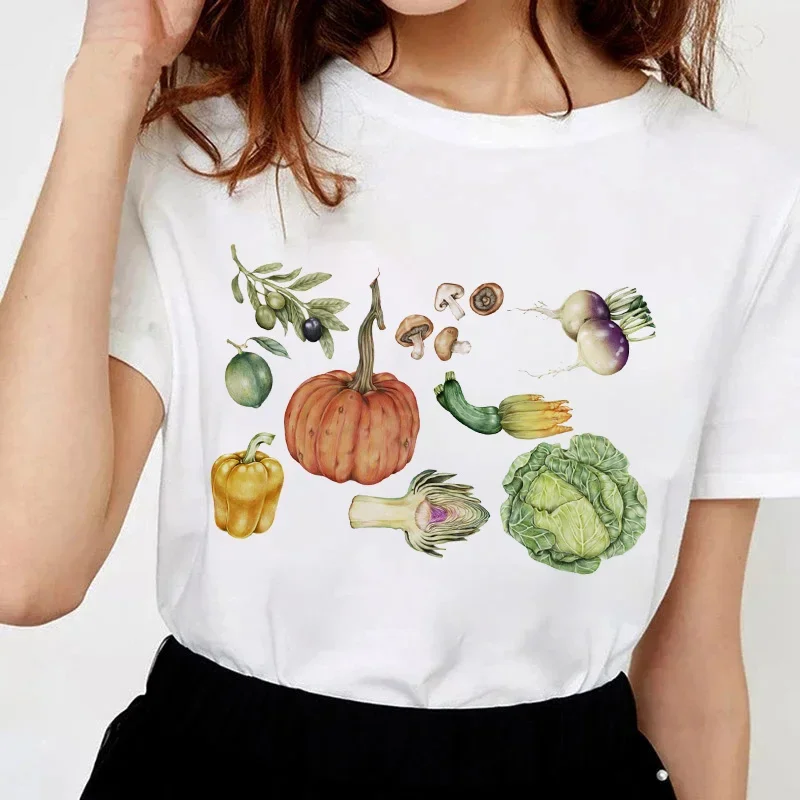 Vrouwen T-Shirt Zomer Harajuku Korte Mouw Groenten Print Kleding Dames Tops Casual Mode Tshirt Femme 2024 Xxxl