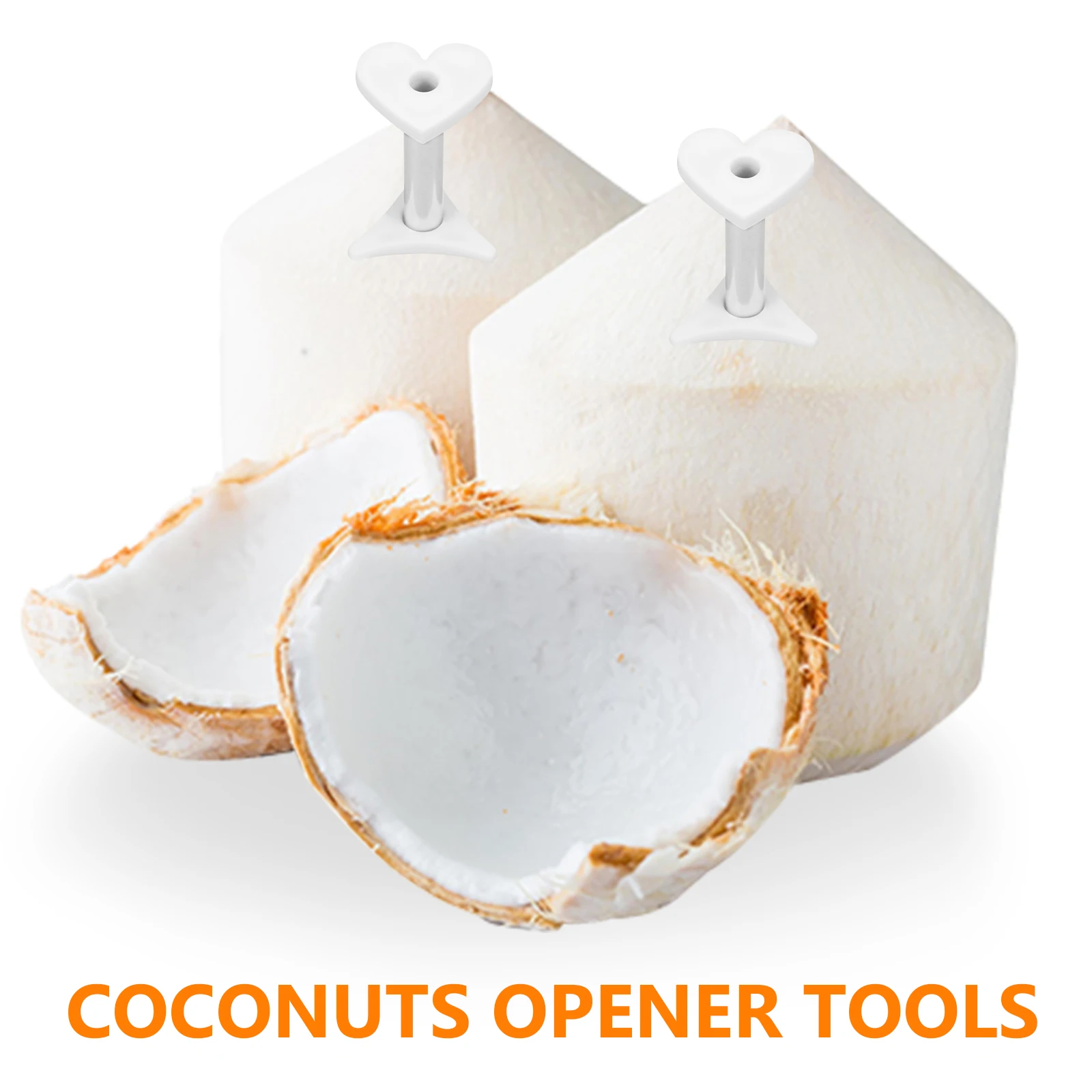 

2pcs Coconut Opener Reusable Coconuts Tool Stainless Steel Heart Shape Lightweight Fruit Opening Kitchen Gadgets
