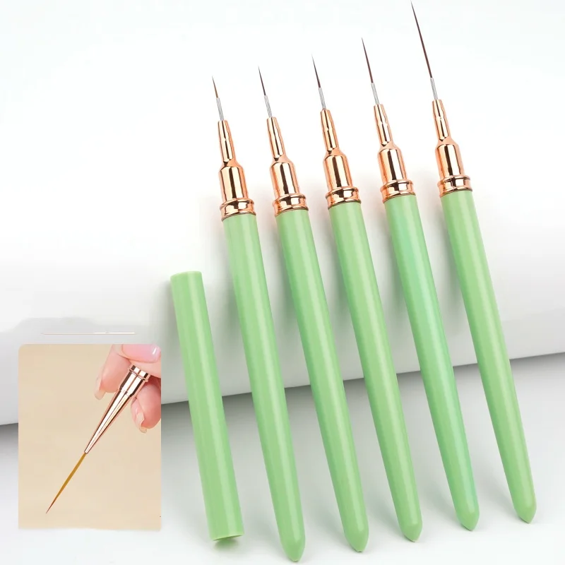 5 Pz 7/9/11/15/25 MILLIMETRI Set di pennelli per unghie Gel UV Pennelli per unghie Kit French Stripe Line Pittura Disegno Fiore Penna Strumenti per manicure