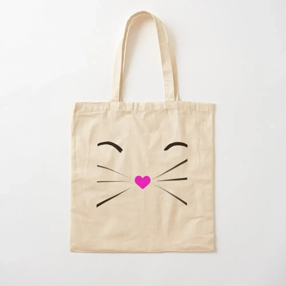 

Content cat with heart nose - pink Tote Bag Shopper canvas tote bag woman shopping bag