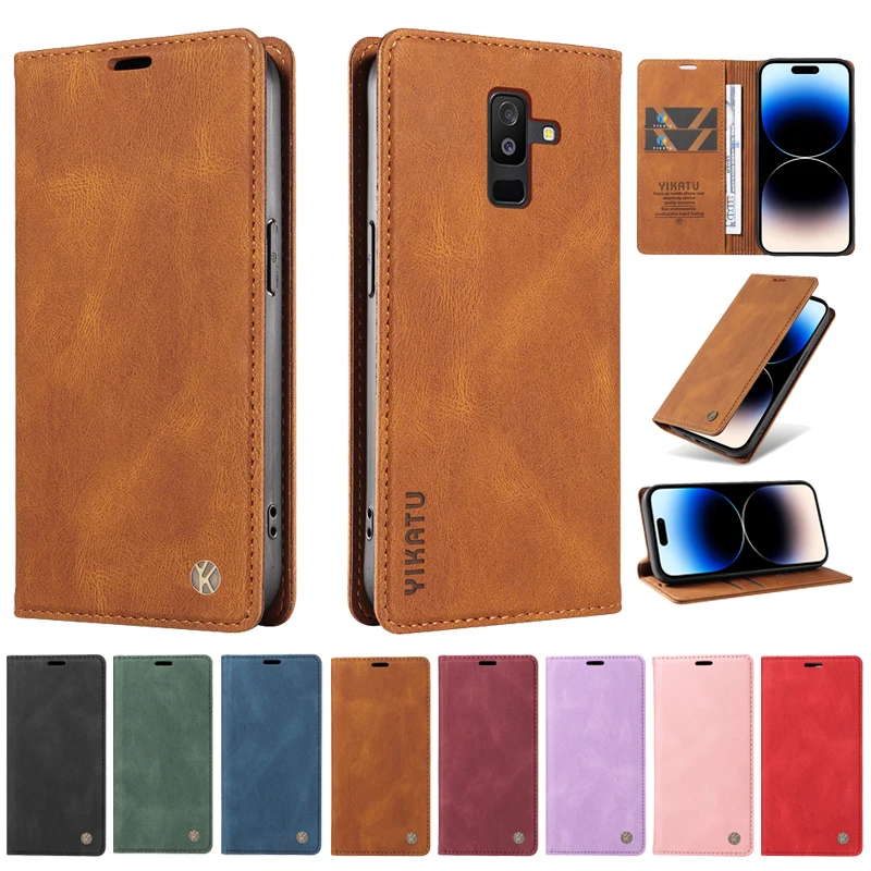 Luxury Wallet Leather Protect Case For Samsung Galaxy A6 Plus A310 A510 A3 A5 2017 A9 A8 A7 2018 A9s A750 Magnetic Flip Cover