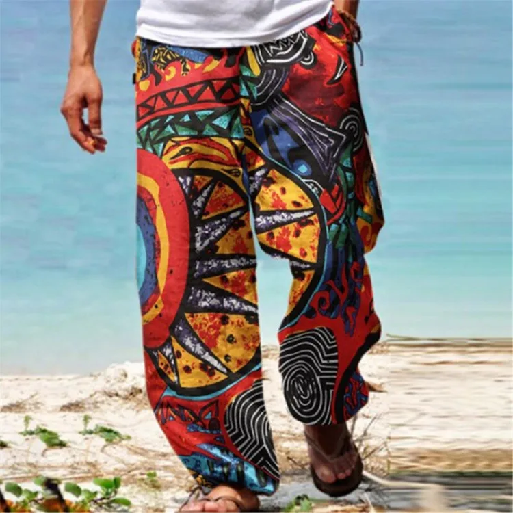 

European and American Trendy Men's Printed Loose Casual Long Leg Pants Men's Trendy Pants Versatile Pants