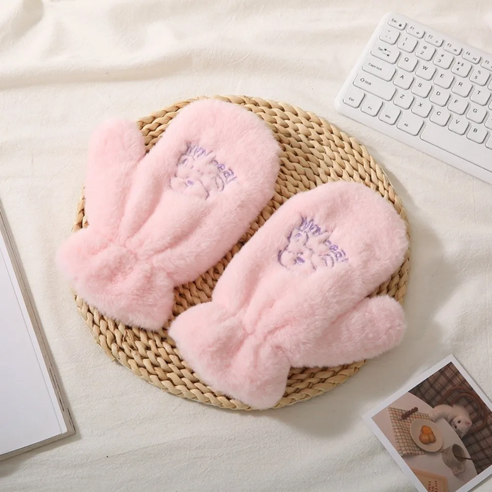 

Warm Full Finger Korean Cartoon Gloves Thicken Plush Bear Gloves Plush Gloves Winter Wear