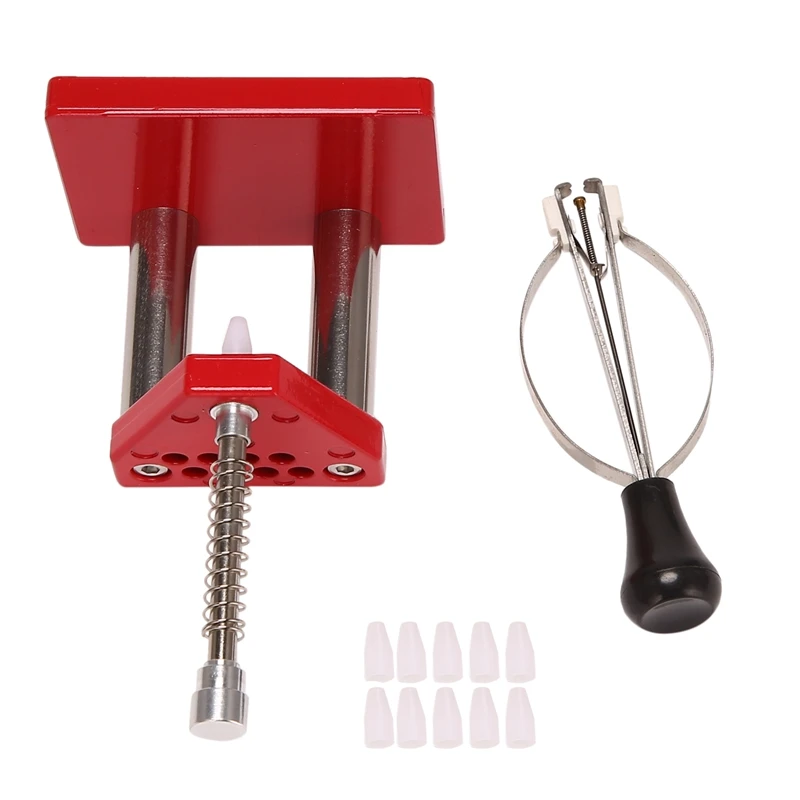 

Red Watch Tool Hand Plunger Puller Remover Hand Set Fitter Solid Alloy Steel Watch Repair Tool Kit With 10 Plastic Dies