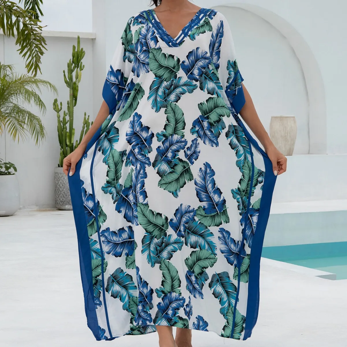 Strandbadvrouw 2025, sexy cover-up badmode Saida De Praia feminino zomerjurk, katoen bedrukt, los gewaadstijl, slangenpatroon