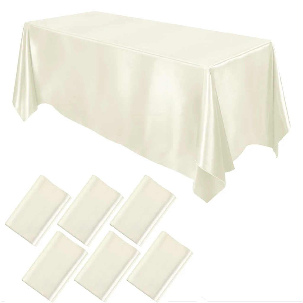 Satin Tablecloth Smooth Fabric Table Cover Premium Table Cloth for Wedding Party Events Dining Table Decoration, 58x156 Inch