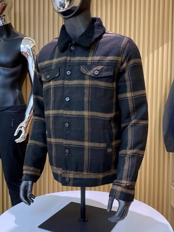 

New Zealand Whole Order Autumn Winter Plaid Windproof Warm Fce Lined Woolen Jaet Men's Outerwear Stand Fit Casual Sle