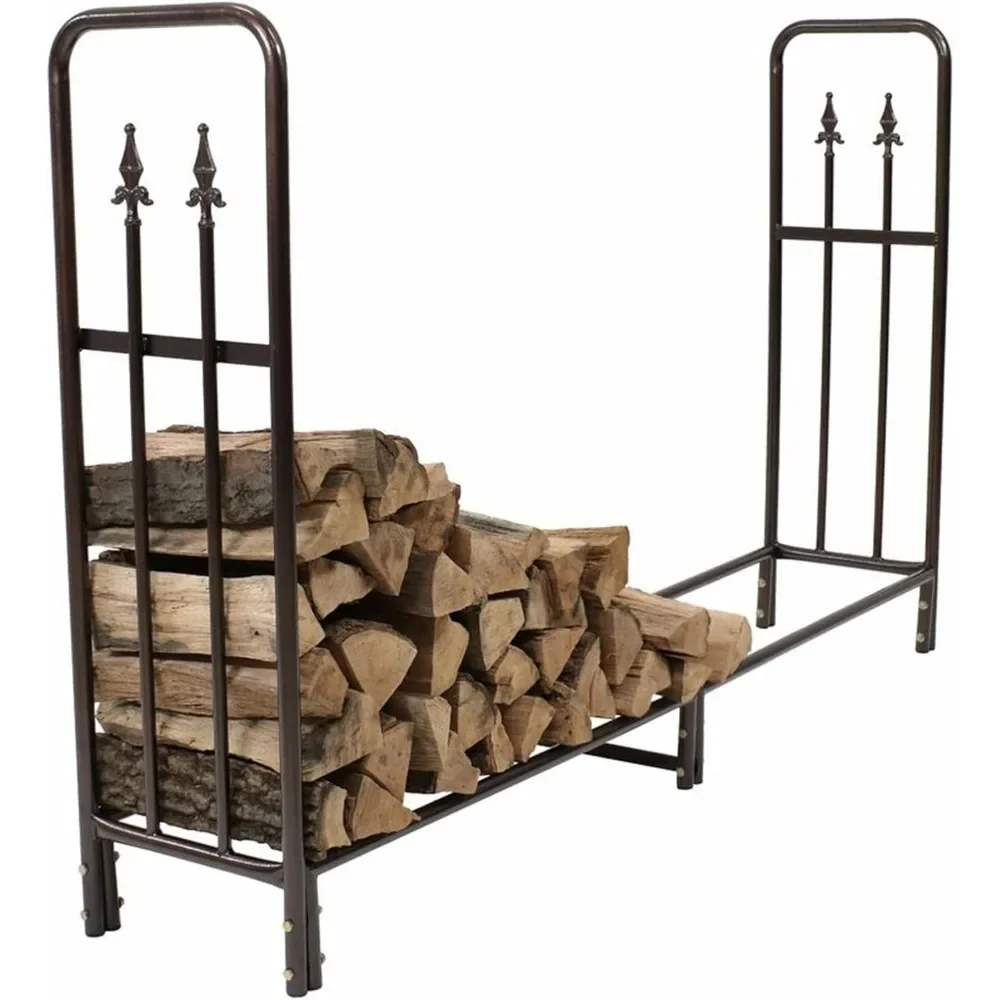 Large 6ft Firewood Rack Outdoor, Fireplace Log Holder for Patio Deck Camping, Fireside Wood Stacker, Heavy Duty Steel Tubular