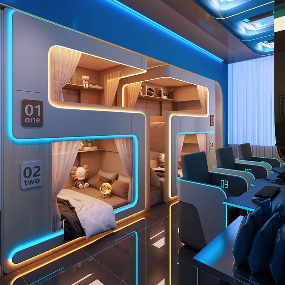 Cama alta moderna para apartamento, litera para hotel de esports y dormitorio, litera doble que ahorra espacio para alojamiento estudiantil