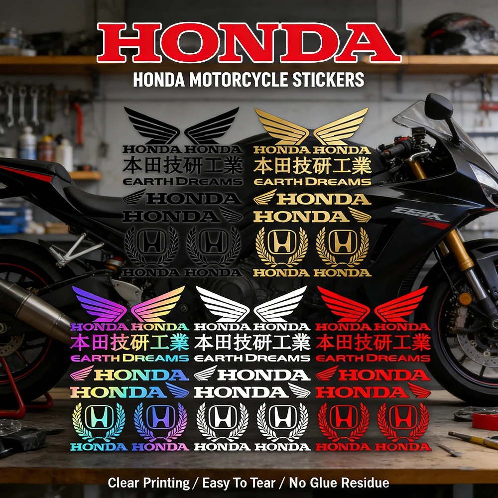 

Motorcycle Stickers Carved Hollow Letter PVC Reflective Decals Racing for Honda Helmet Tail Box Shock Absorber Decoration