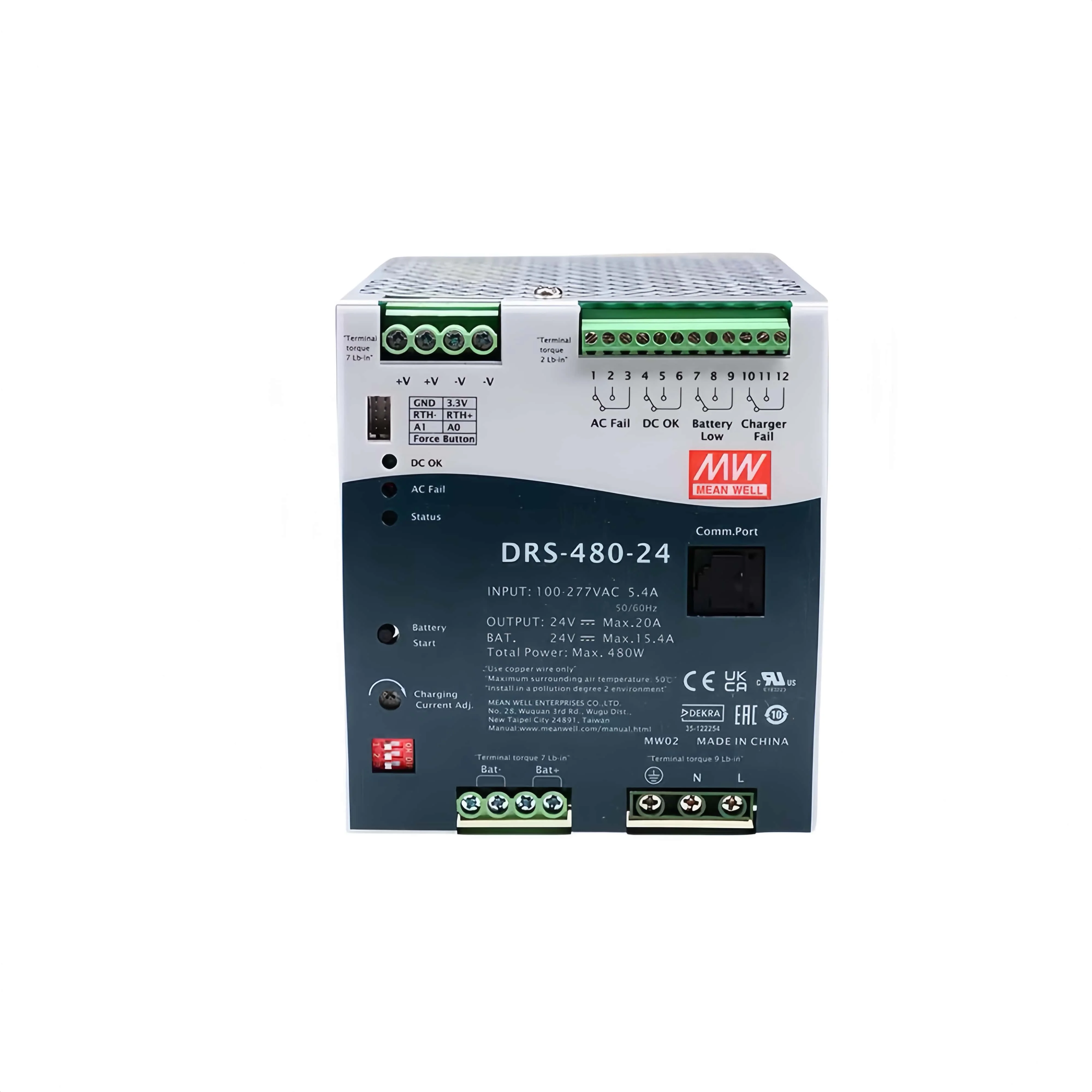

MeanWell DRS-480-24 480W Multi-functional Integrated Intelligent Security Power Supply