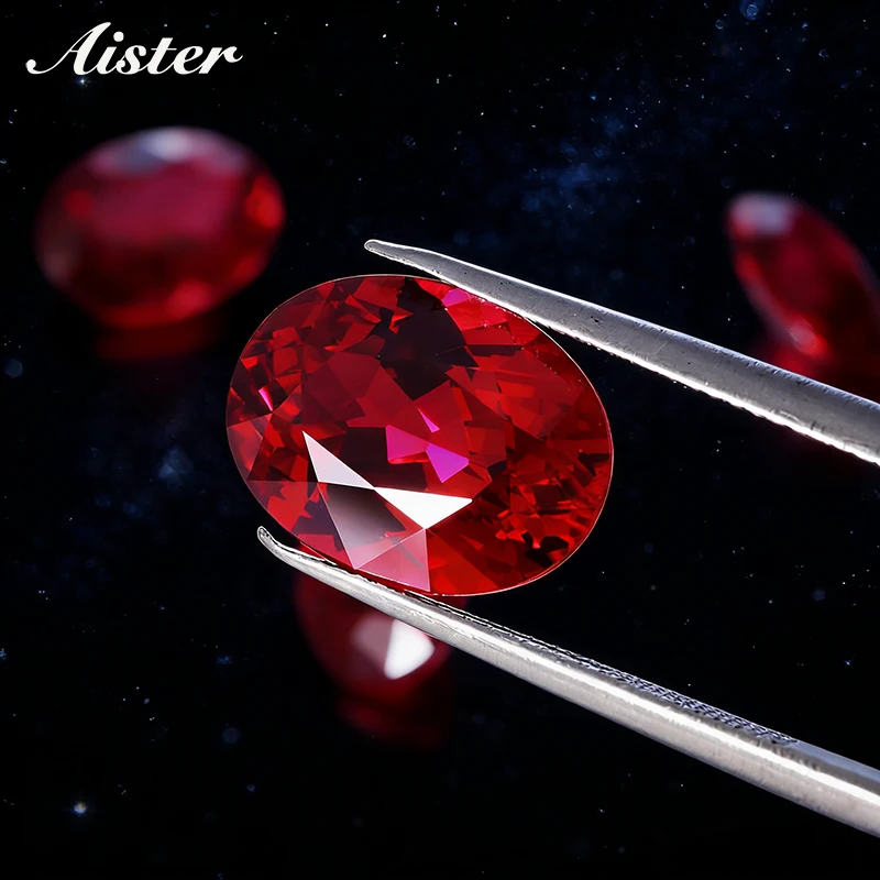 

Топ голубиная кровь, выращенный в лаборатории рубиновый драгоценный камень овальной огранки, синтетические рубиновые драгоценные камни с бриллиантами и сертификатом AGL