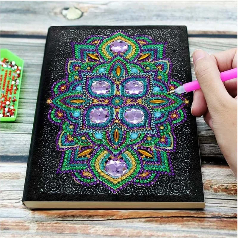 DIY Diamond Painting Notebook Animal Mandala Flower Cover Diamond Embroidery Diary Book Learning Record Book Student Gift