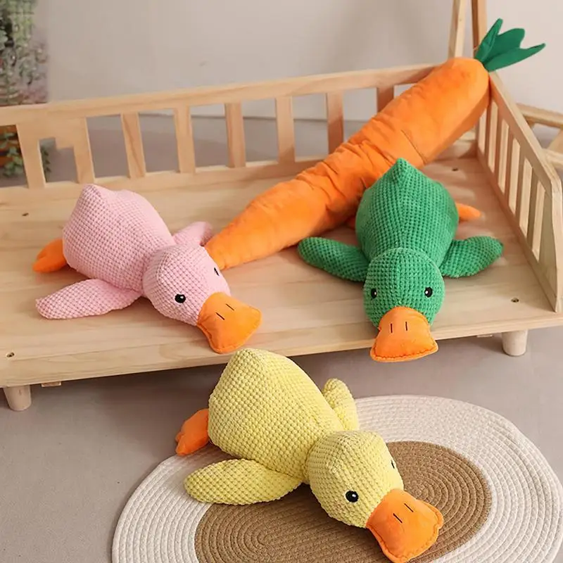 Interesting Squeak Plush Pet Dog Toy Duck Stuffing Free Puppy Interactive Cleaning Tooth Dog Chew Toys