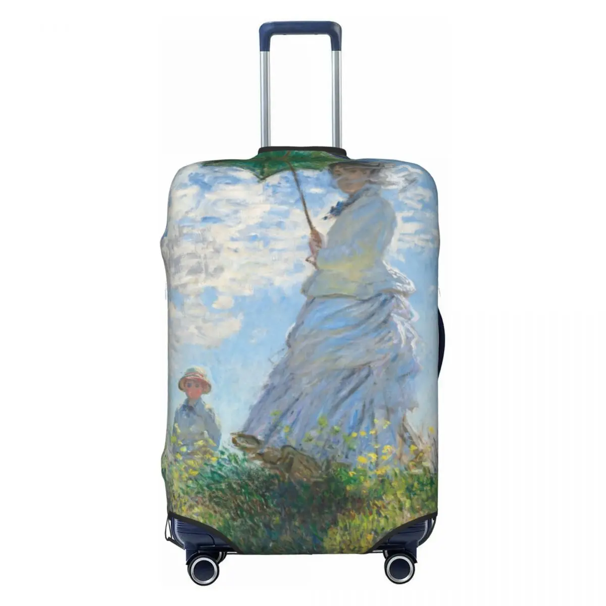 

Женщина на заказ с зонтиком Клода Моне, чехол для багажа, протектор, современная живопись, дорожные чехлы для чемоданов на 18-32 дюймов