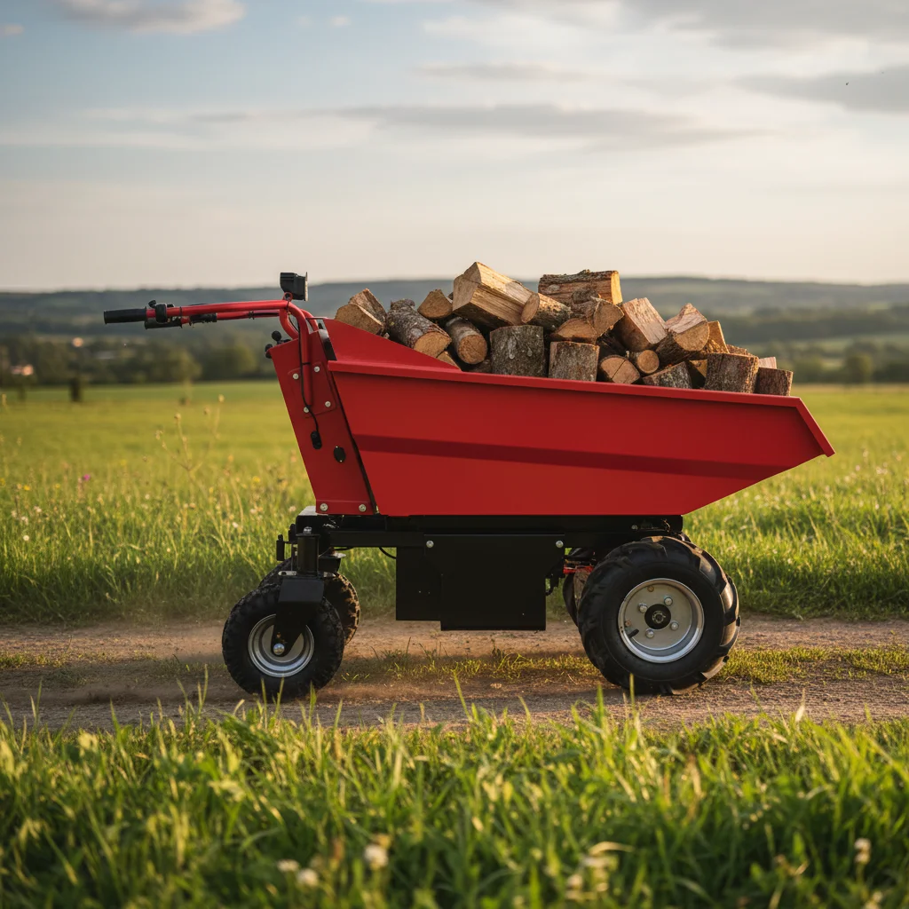 Picture 3: Farm Yard Hand Push Wheeled Self-Dumping Cart Automatic Tipper Hopper Truck Large Capacity Utility Wagon