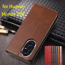 Leather Case for Huawei Honor 200 Honor200 Flip Case Card Holder Holster Magnetic Attraction Cover Wallet Case Fundas Coque