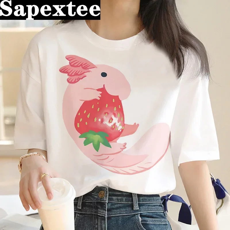 ajolote Axolotl t-shirt clothes female kawaii vintage y2k clothes print couple clothes tshirt tumblr aesthetic