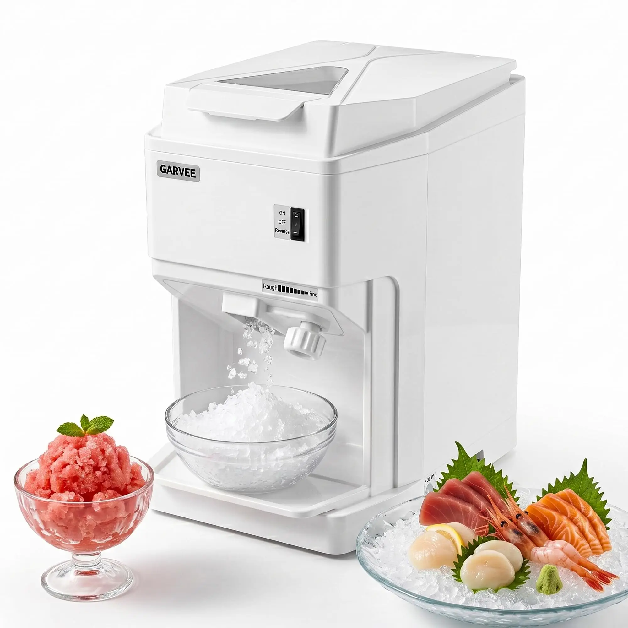 Heavy Duty Electric Ice Crusher 500W Shaved Ice Maker 265LBS/H Commercial Snow Cone Machine 2.3L Container For Home Bar Truck