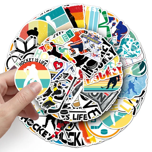 50Pcs Ice Hockey Stickers Waterproof Hockey Sports Decals for Laptop Luggage Skateboard WaterBottle Hockey Team Decor Stickers 2