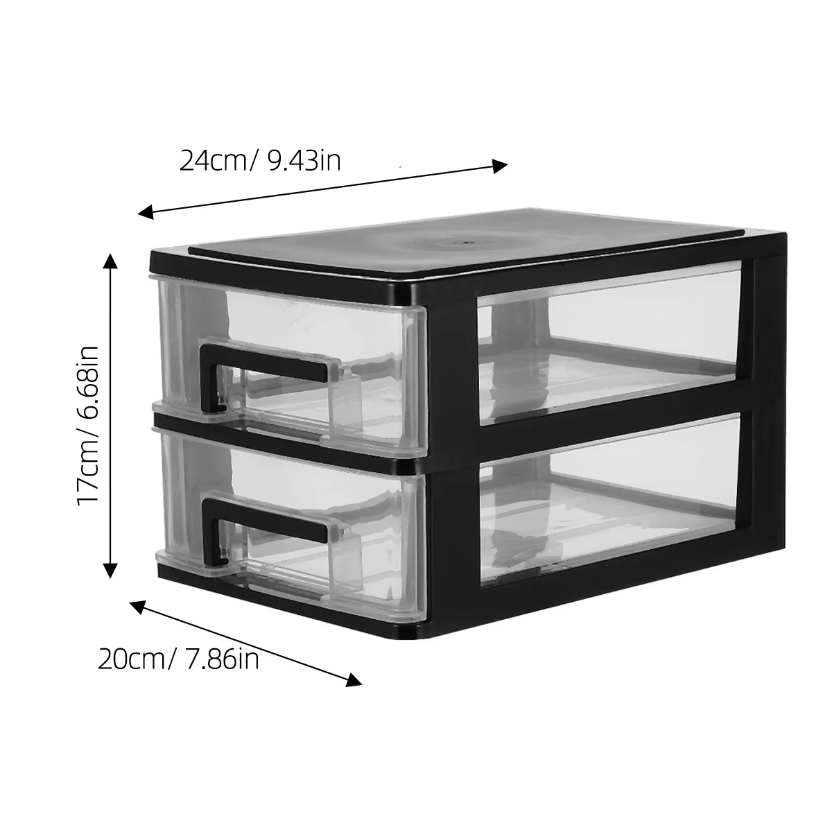 صندوق تخزين من نوع الدرج منظم بلاستيكي مكون من طبقتين شفاف أبيض وأسود حامل أشتات سطح المكتب لغرفة الدراسة المكتبية