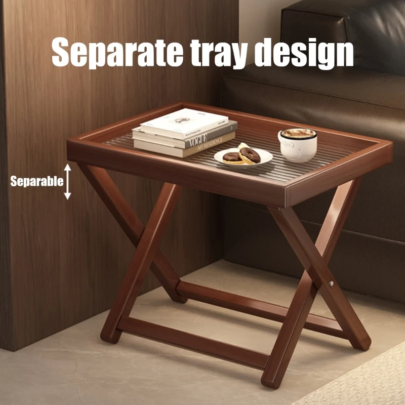 

Bamboo Acrylic Foldable Coffee Table Quick Setup Sturdy Base For Home Camping Patio Indoor Outdoor Use Side Table high quality