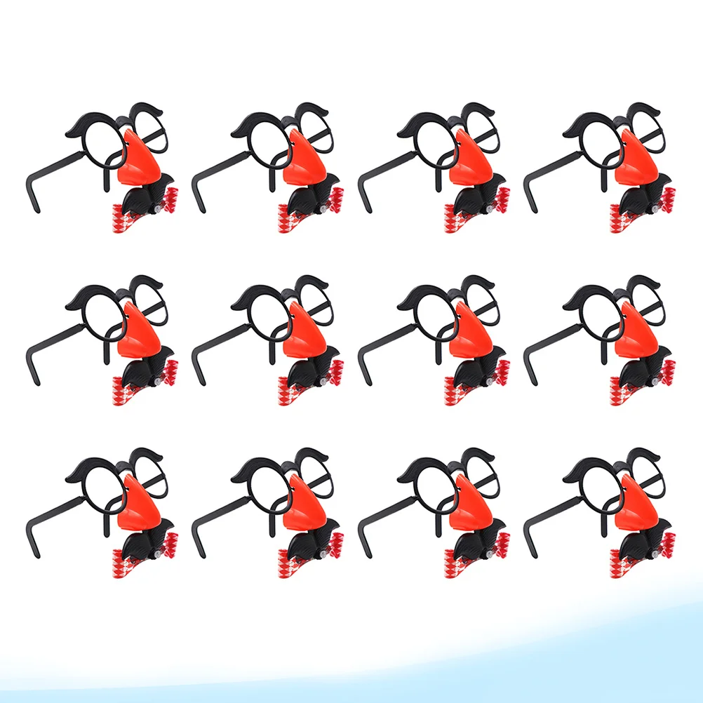 12Pcs Mustache Glasses Disguise Nose Eyebrow Frame Whistle Lightweight Accessory for Kids Festival Party Trick