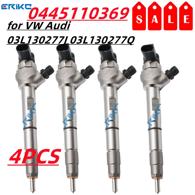 4PCS 0 445 110 369 Diesel Fuel Injector 0445110369 with 8 Digits Fuel Injection 0445 110 369 for VW Audi 03L130277J 03L130277Q