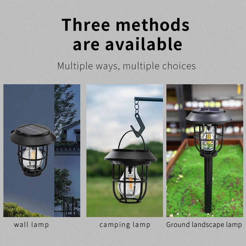 New Solar 3 LED Wall Lamp Outdoor Garden Courtyard Waterproof Decoration Street Light Human Body Induction Warm Light Lantern