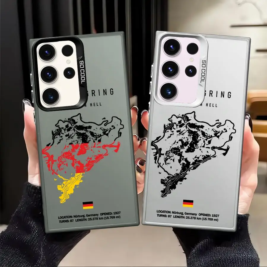 Luxury Nurburgring Sport Racing Back Phone Cover Case for Samsung Galaxy S21 Note 20 Ultra S22 S24 FE S25 S23 S20 Plus S23