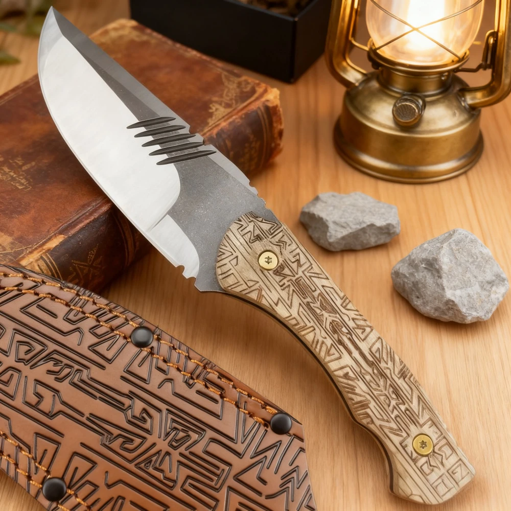 고품질 내구성 휴대용 고정 블레이드 EDC 다목적 야외 전술 자기 방어용 칼 다목적 구조 여행 도구