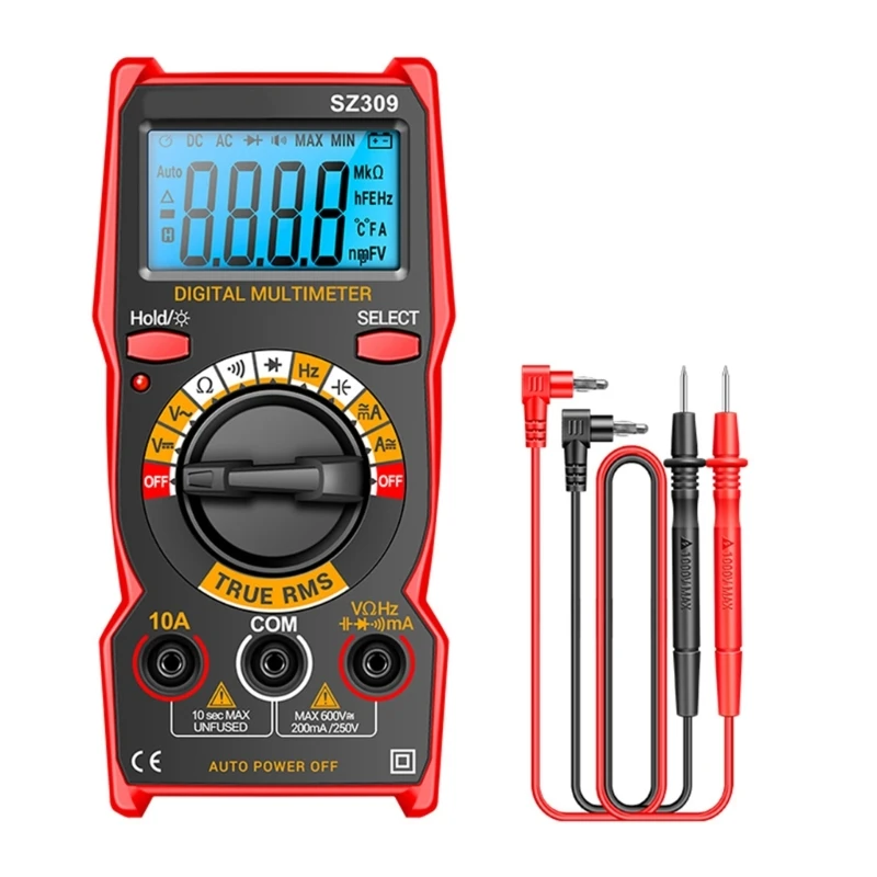 

SZ309 Voltage Current Tester 1999 Counts Multimeter Multi Tester with Backlit Buzzer Ohmmeter Voltmeter