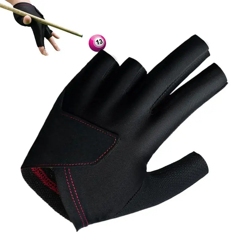 

1 шт., перчатки для бильярда, левая рука, снукеры с тремя пальцами, перчатки для бильярда, нескользящие наклейки, эластичные тренировочные перчатки для бильярда, Accesso